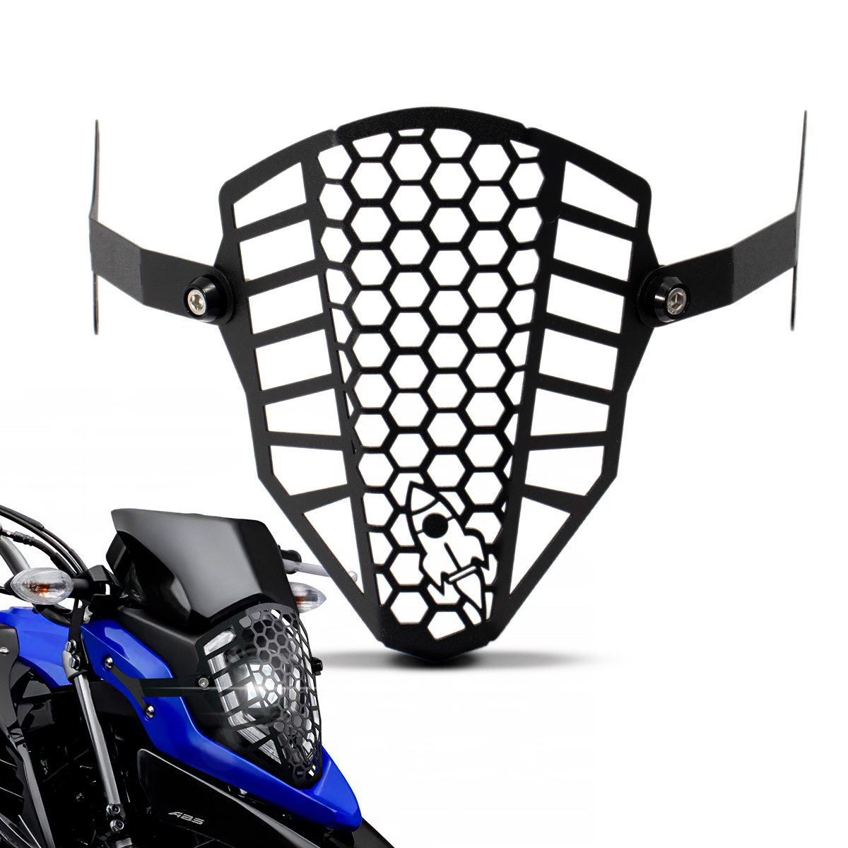Protetor Farol Crosser Foguetão 2016 a 2023 + Suporte Protetor Farol Crosser - Preto