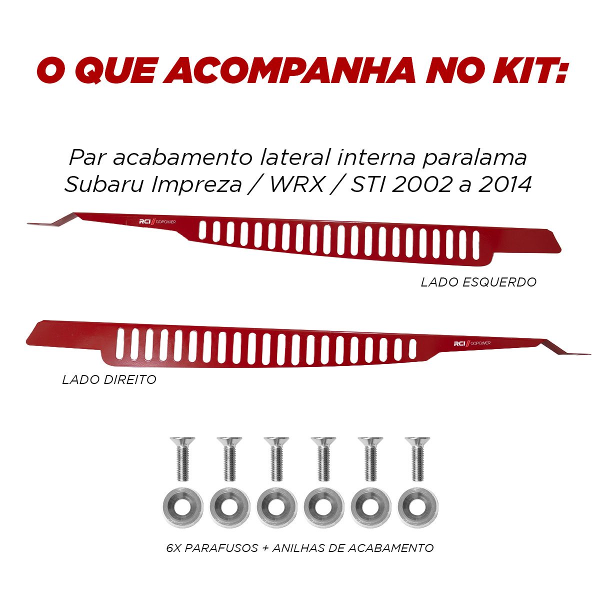 Par Acabamento Lateral Interna Paralama Subaru Impreza WRX STI 2008 a 2014 - Imagem 3