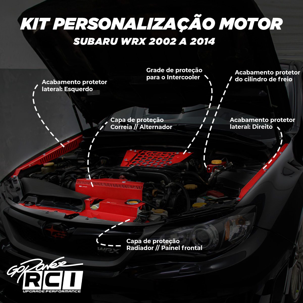 Kit Completo Protetor Subaru Impreza WRX 2008 a 2014 (Protetor Altenador, Paralama, Radiador, Intercoller, Reservatorio de Freio) - Imagem 2