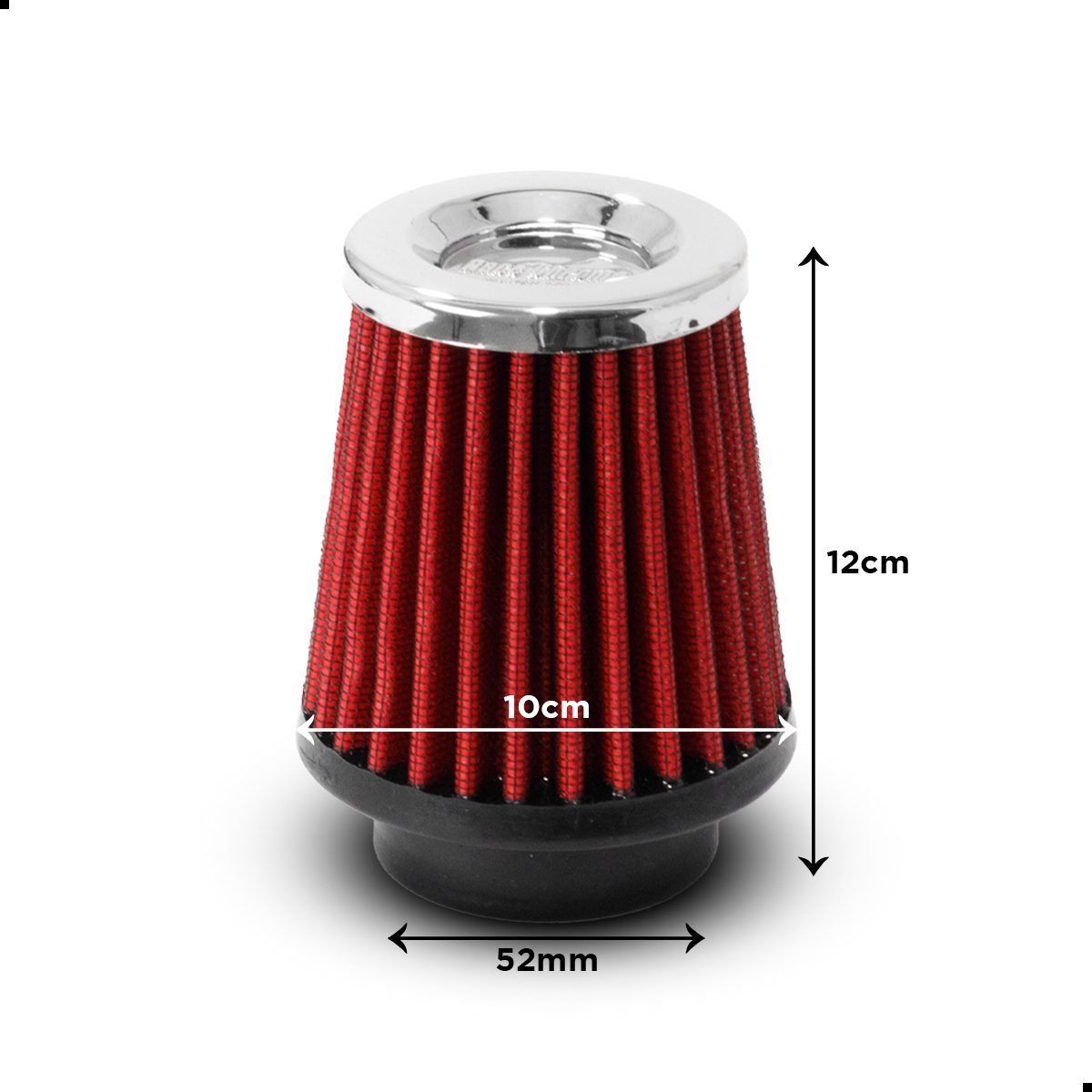Filtro de Ar Esportivo Conico Alto 9.0CM de Altura c/ Tecido Encaixe 52MM Borracha - Imagem 2