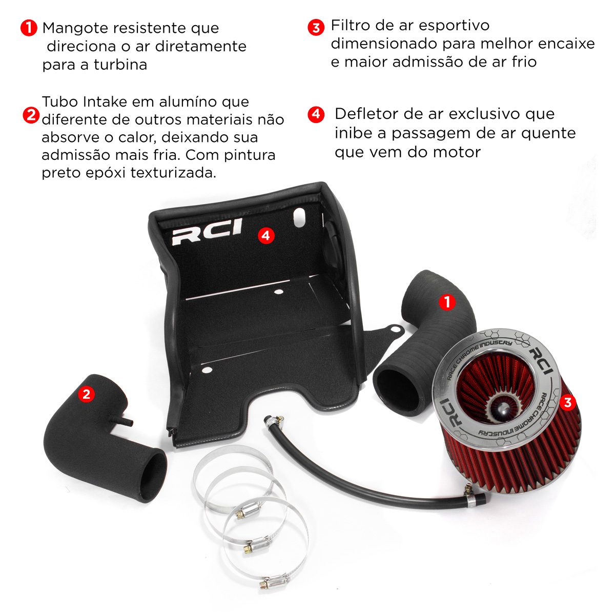 Kit Intake 1.4 TSI TFSI Universal - Polo GTS TSI 1.4 2020 em Diante / Jetta TSI 1.4 2016 / Tcross TSI 1.4 2019 em Diante / Nivus TSI 1.4 2025 em Diante / Virtus GTS TSI 1.4 2020 em Diante / Golf TSI 1.4 2014 a 2020 / Tiguan TSI 1.4 2016 em Diante / Taos TSI 1.4 2023 em Diante / Audi A3 TFSI 1.4 2015 em Diante / Audi Q3 TFSI 1.4 2019 em Diante. - Imagem 2