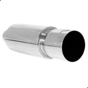 Abafador Corpo Redondo 4'' / Comprimento Total 350MM / Interno 2" / Ponteira Acabamento Reto 3.5'' / Encaixe 2''