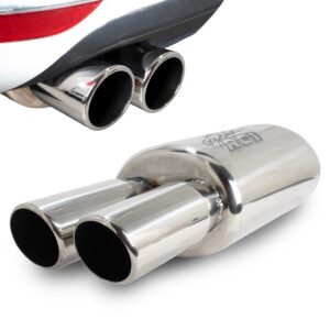 Abafador Oval Saída Dupla / Comprimento 500MM / Ponteiras 3" Acabamento Chanfrado / Encaixe 2.5