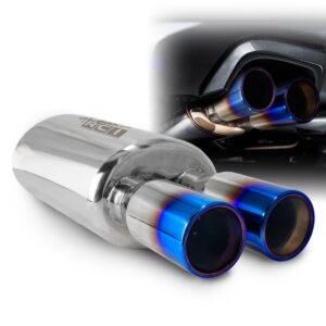 Abafador Oval Saída Dupla Flame / Comprimento 500MM / Ponteiras 3" Acabamento Reto Queimada / Encaixe 2.5