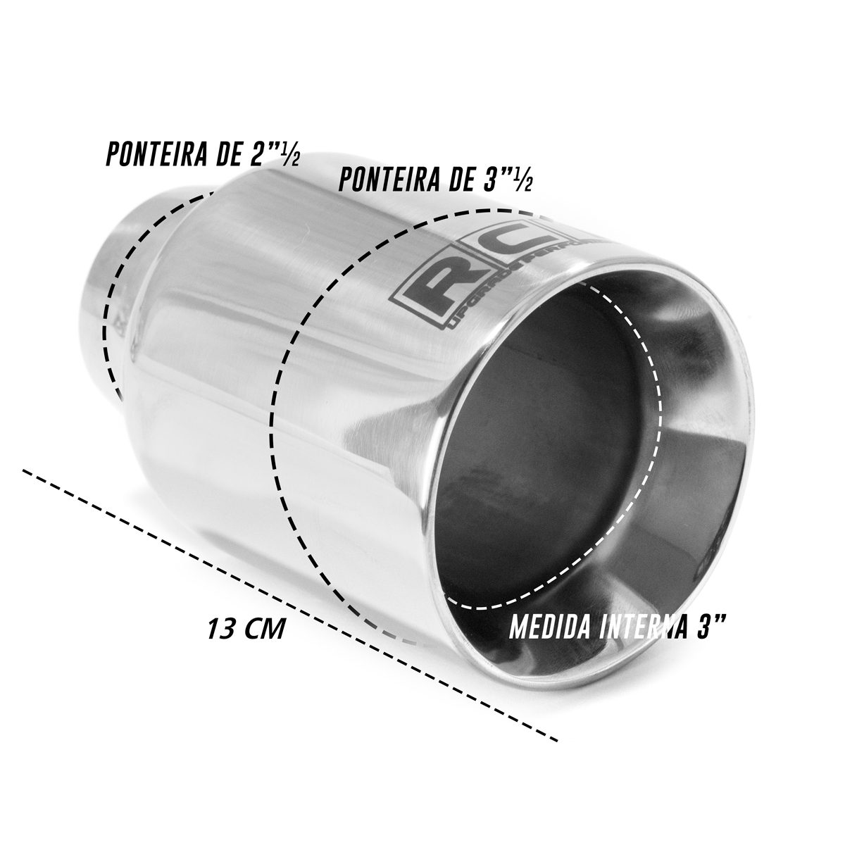 Ponteira Reta Inox 3" 1/2 - Interno de 3'' - Encaixe 2" 1/2 - Imagem 3