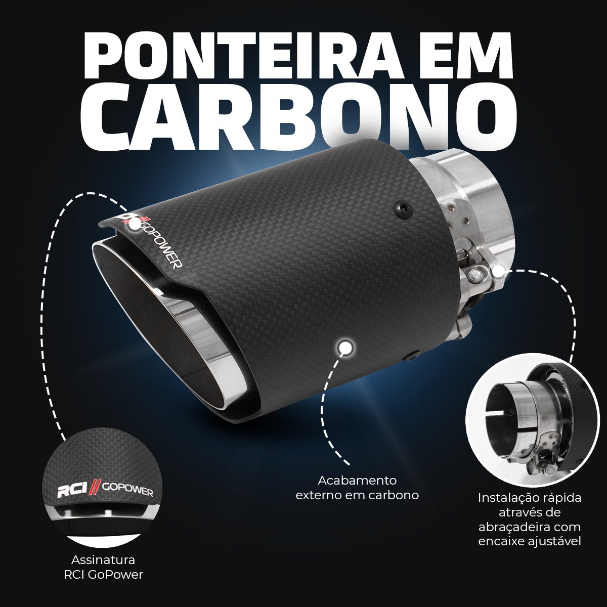 Ponteira Fibra de Carbono 3,5 Pol. / Acabamento Chanfrado - Encaixe 2,5 Pol - Imagem 5